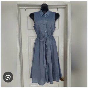 WhoWhatWear Light Blue 100% Cotton Sleeveless Dress with Pockets size S